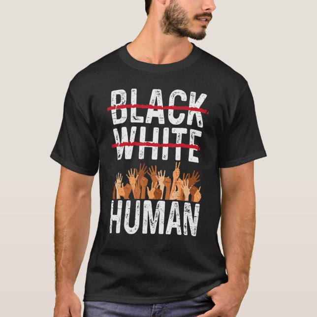 Camiseta Black White Igualdade Humana Compara História Negr (Frente)