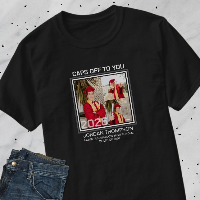 Camiseta Black & White Photo Collage 2026 Grad Family Group (Criador carregado)
