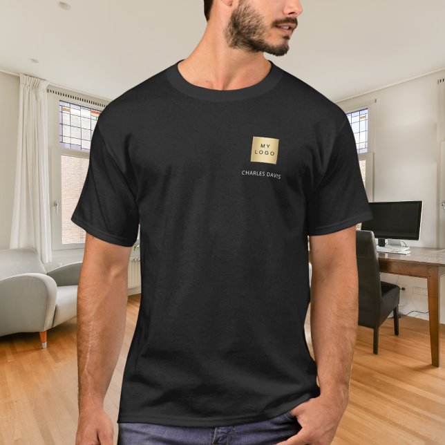 Camiseta Black white team name logo business (Criador carregado)