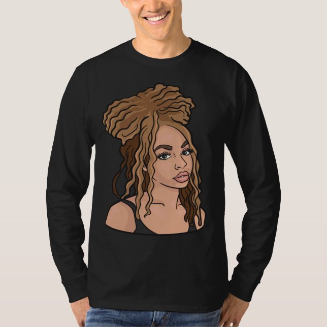 Camiseta Black Woman Natural Hair Golden Locs (Frente)
