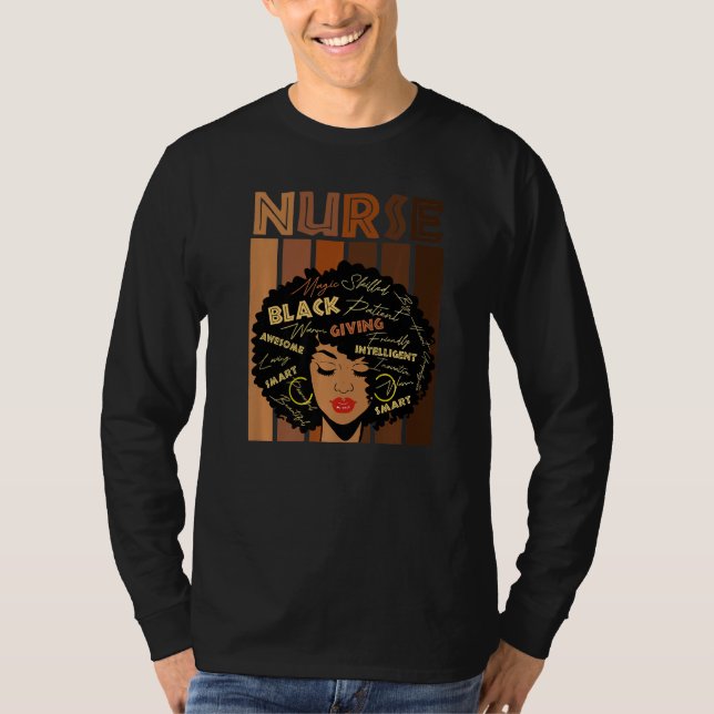 Camiseta Black Woman Nurse Afro Love Melanin African Americ (Frente)