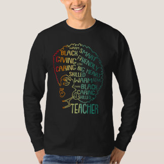 Camiseta Black Woman Teacher Afro Retro Black History Month