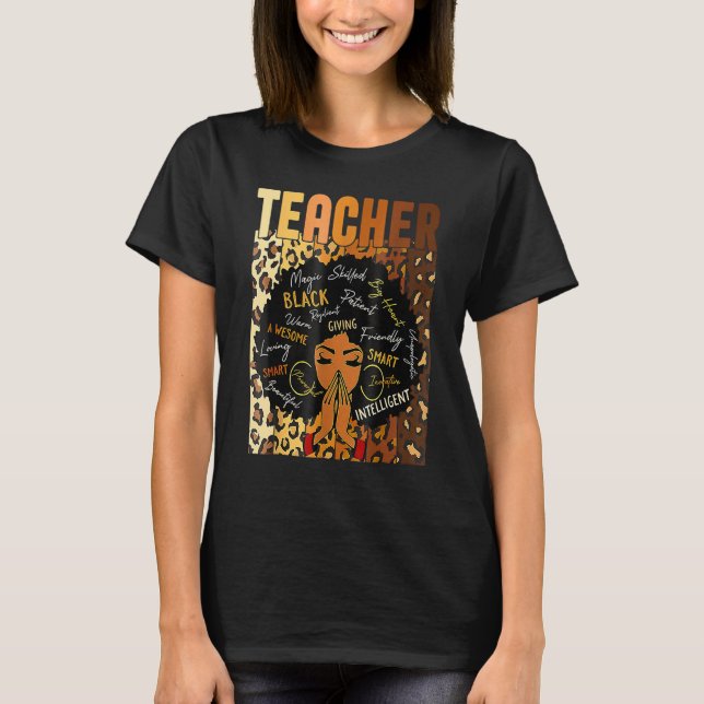 Camiseta Black Woman Teacher Afro Retro Matching Black Hist (Frente)