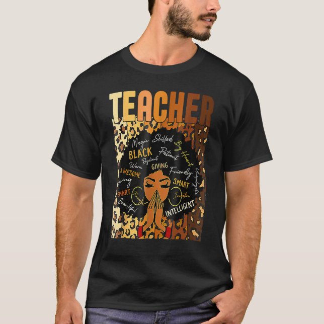Camiseta Black Woman Teacher Afro Retro Matching Black Hist (Frente)