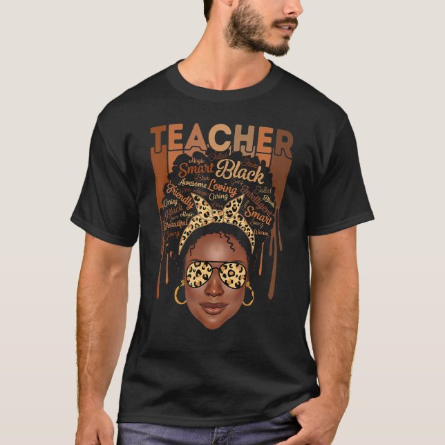 Camiseta Black Woman Teacher Afro Smart African American Lo (Frente)