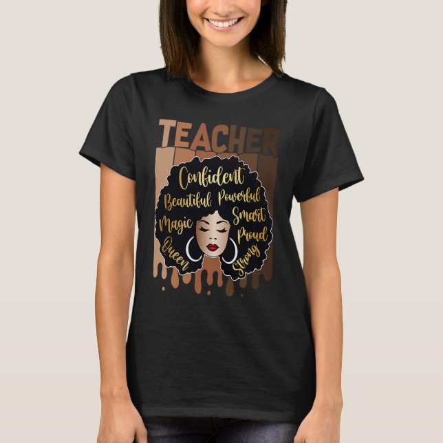 Camiseta Black Woman Teacher Afro Smart African American Lo (Frente)