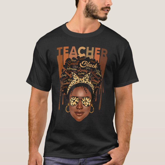 Camiseta Black Woman Teacher Afro Smart African American Lo (Frente)