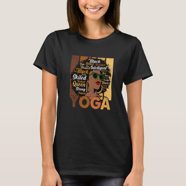Camiseta Black Woman Yoga Afro Melanin Cool Black History M (Frente)