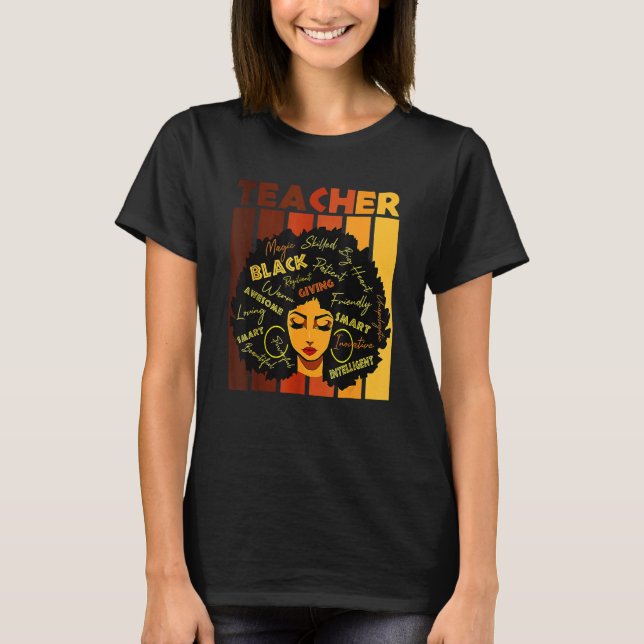 Camiseta Black Women African Teacher Afro Retro Black Histo (Frente)