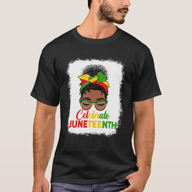 Camiseta Black Women Messy Bun Junten Celebra Indepedência (Frente)