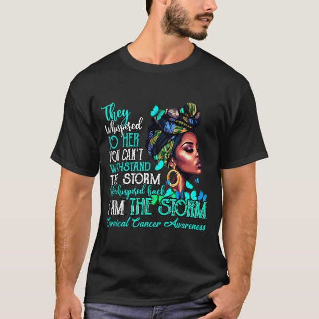 Camiseta Black Women Motivation Suprt Cervical Cancer Aware (Frente)