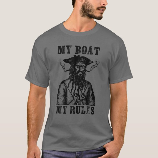 Camiseta Blackbeard Pirate My Boat My Rules Funny Boating (Frente)