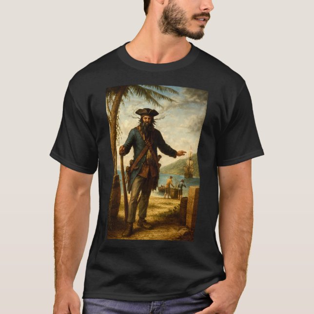 Camiseta Blackbeard The Pirate With Smoking Beard (Frente)