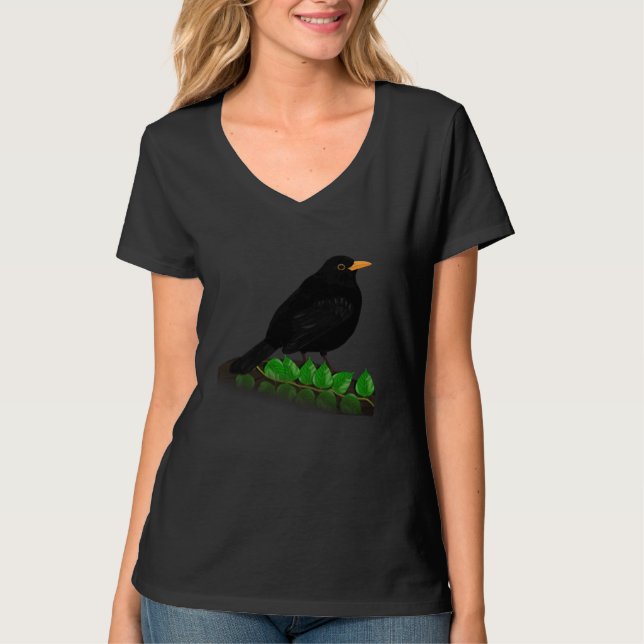 Camiseta Blackbird Bird Bird Birdwatcher Animal Biologist (Frente)