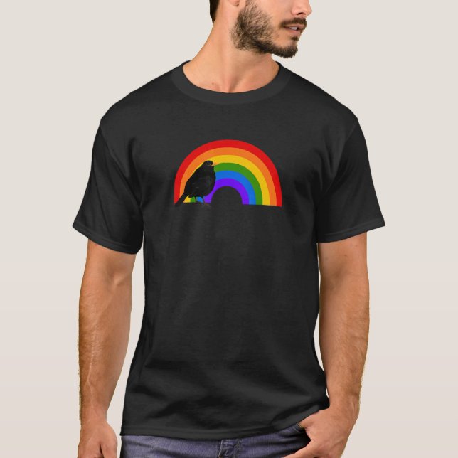 Camiseta Blackbird Rainbow Bird Bird Birdwatcher Biologista (Frente)