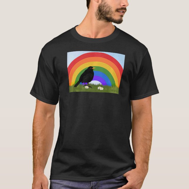 Camiseta Blackbird Rainbow Bird Birdwatcher Biolo (Frente)