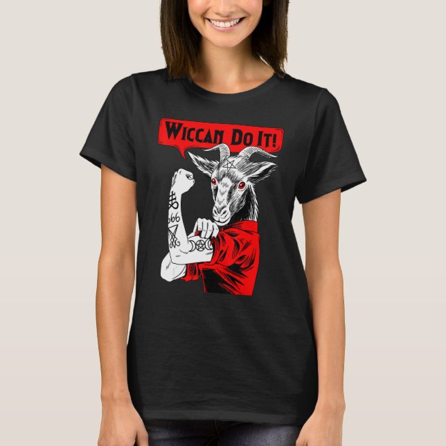 Camiseta Blackcraft Baphomet Wiccan Do It Satanic Feminist (Frente)