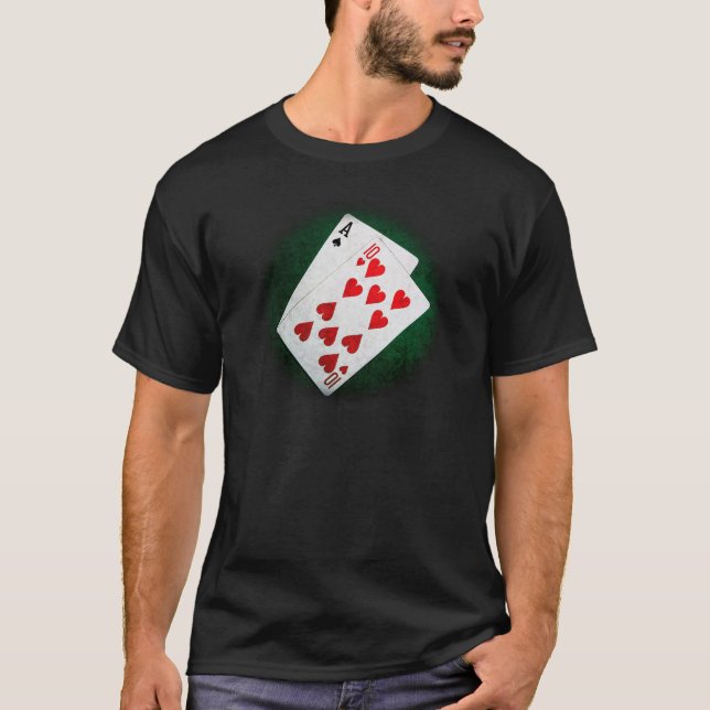 Camiseta Blackjack 21 ponto - Ace, Dez (Frente)