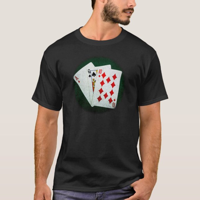 Camiseta Blackjack 21 ponto - Ace, Queen, Dez (Frente)