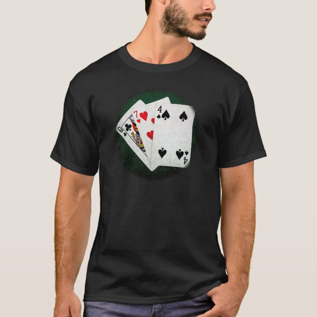 Camiseta Blackjack 21 pontos - Rainha, Sete, Quatro (Frente)