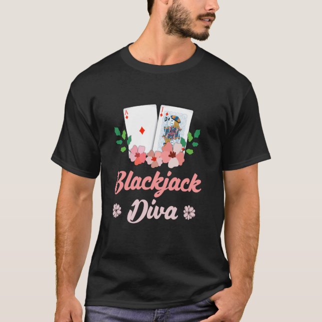 Camiseta BLACKJACK DIVA Player Placa Blackjack Casino Mulhe (Frente)