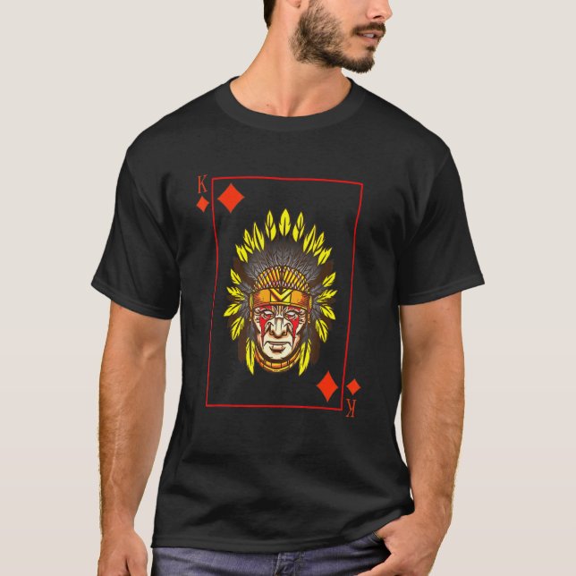 Camiseta Blackjack King Do Nativo Americano War Bonnet L (Frente)