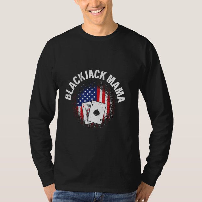 Camiseta BLACKJACK MAMA Jogador de Cartão de Casino Blackja (Frente)