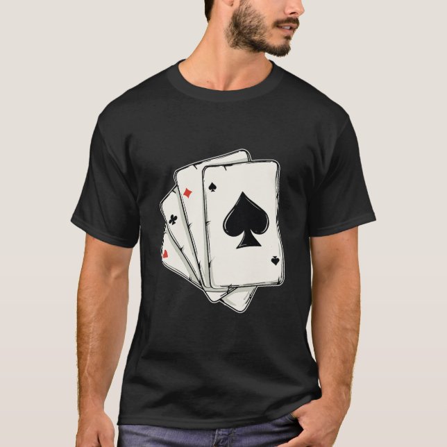 Camiseta Blackjack Poker Texas hold'Em Jogo Cartões (Frente)