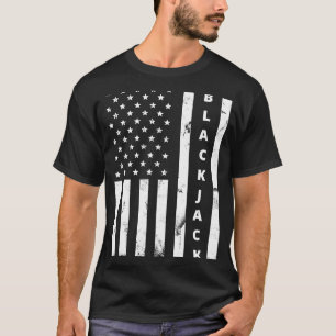Camiseta Blackjack Vintage EUA Flag Gambling Casino Blackja