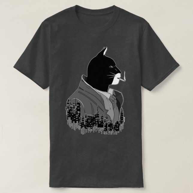 Camiseta Blacksad Night City Black and White Noire (Frente do Design)
