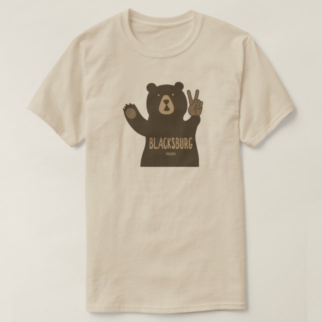 Camiseta Blacksburg Virginia Peace Bear (Frente do Design)