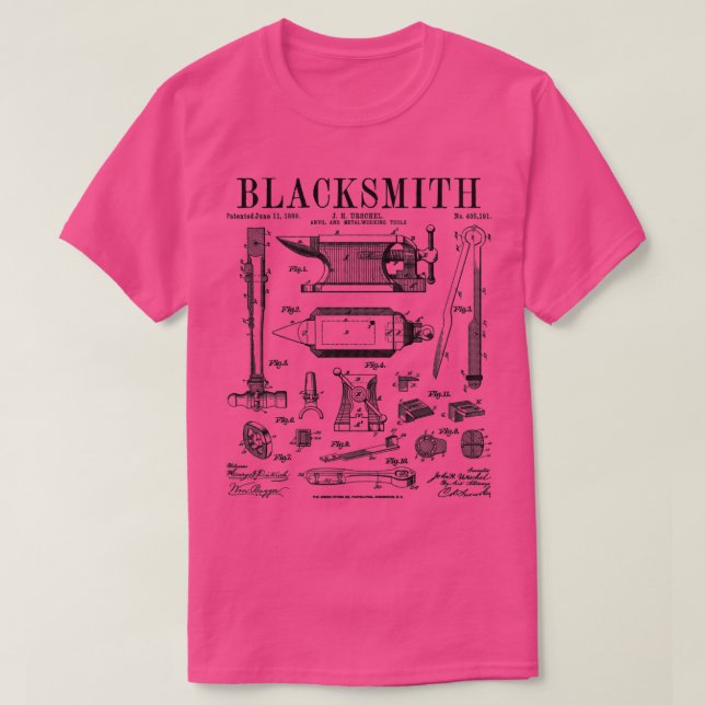 Camiseta Blacksmith Anvil E Tools Vintage Patent Drake (Frente do Design)