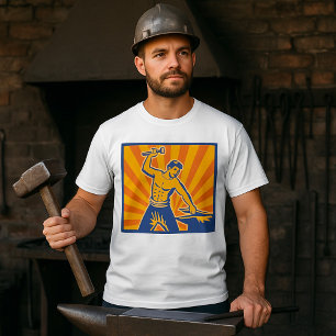 Camiseta Blacksmith Hammering Retro Strongman Labor