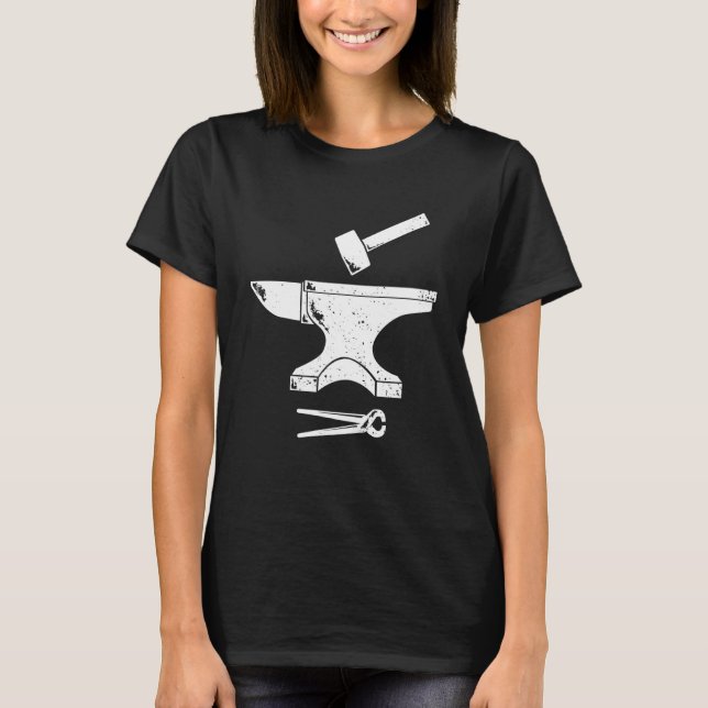 Camiseta Blacksmithing Hammer Tongs Tools Vintage Para Blac (Frente)