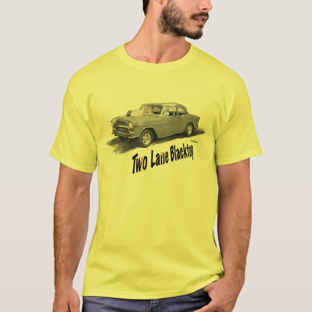 Camiseta Blacktop '55 Chevy da pista do CARRO dois do FILME (Frente)