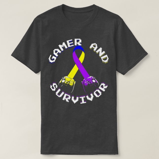 Camiseta Bladder Cancer Awareness Gamer And Survivor Gift (Frente do Design)