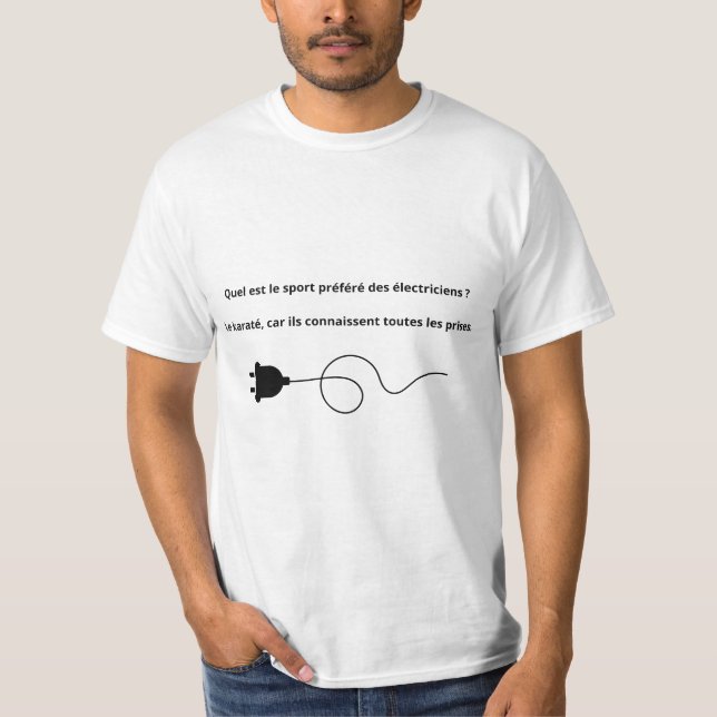 Camiseta blague élèctricien (Frente)