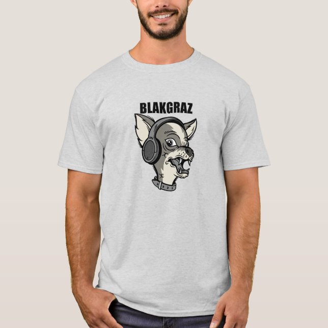 Camiseta Blakgraz Lucy o Cachorro com Fones de ouvido T-Shi (Frente)
