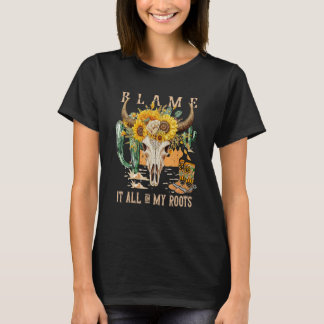 Camiseta Blame It All On My Roots Western Cowgirls Floral B