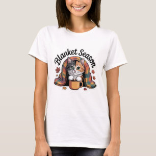 Camiseta Blanket Season Cozy Calico Cat Xadrez