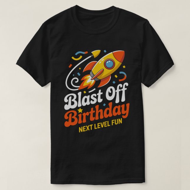 Camiseta Blast Off Birthday Tee (Frente do Design)