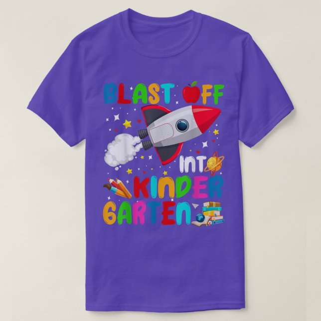 Camiseta Blast Off Into Kindergarten Outer Space Back To Sc (Frente do Design)