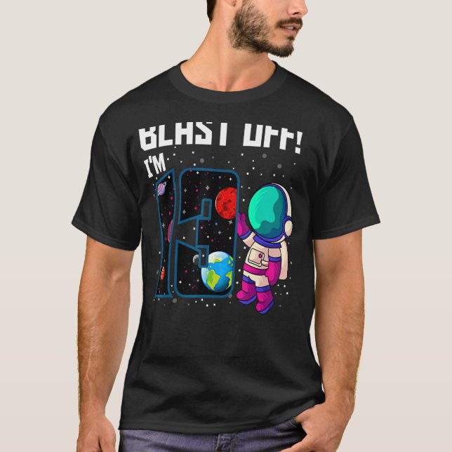 Camiseta Blast off, sou 13 Astronauta Astronauta Par 13 (Frente)