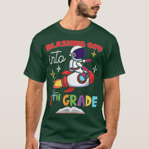 Camiseta Blasting Off Into 7th Grade Day Back To School Roc