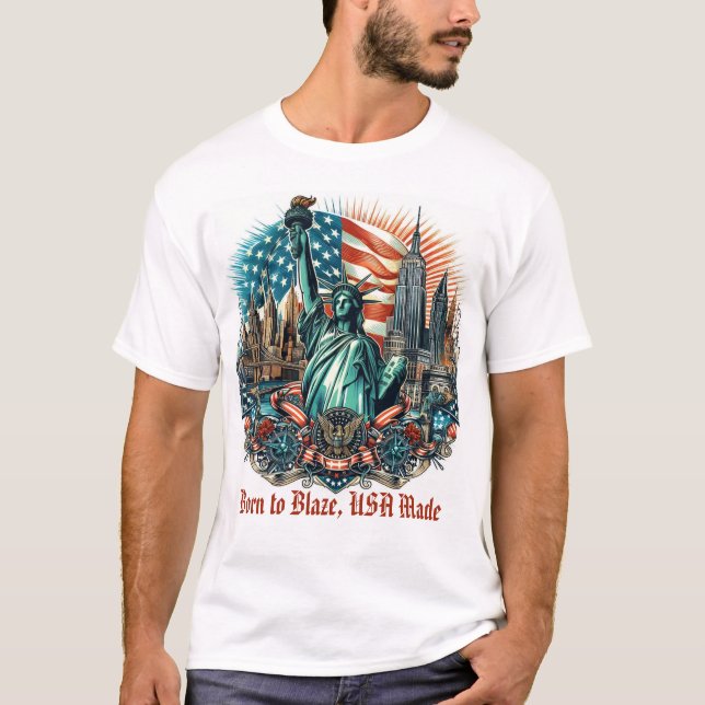 Camiseta Blaze de Liberdade Patriótica - Estados U (Frente)