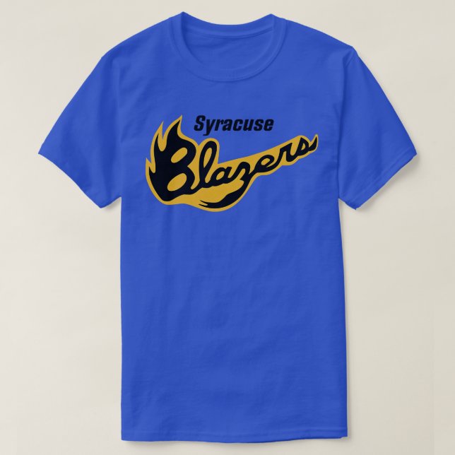 Camiseta Blazers de Syracuse Defunct NAHL Hockey 1977 (Frente do Design)