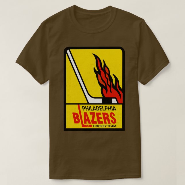 Camiseta Blazers Filadélfia com defeito WHA Hockey 1973 (Frente do Design)