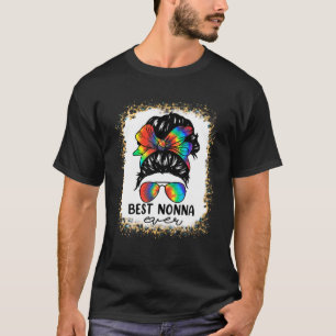 Camiseta Bleach Best Nonna Ever Tie Dye Mensagem Bun Hair M