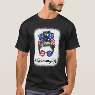Camiseta Bleach Messaging Bun Grammy Life America Flag Mães
