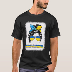 Camiseta Bleach Messy Bun Hair Ucrânia Flag Suppo da Ucrâ